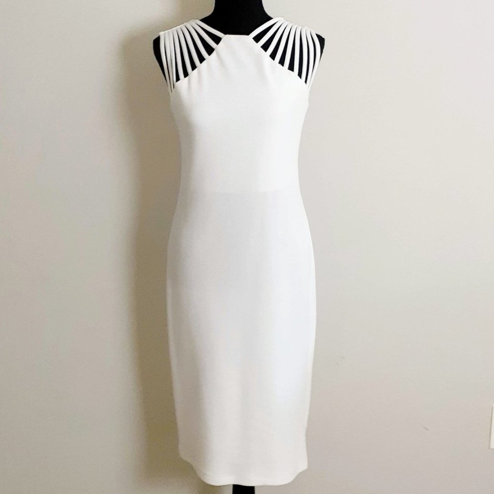 Midi Body-con Sleeveless Off-White  Dress Size M